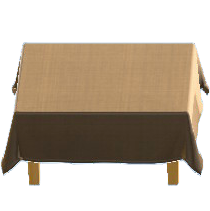 クロスつきテーブルのブラウンの画像