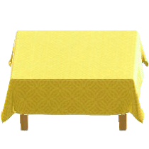 クロスつきテーブルのイエローの画像