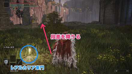 祝福「レアルカリア東門」から南東に進んだ先の段差を降りる