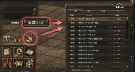 血盟ミッションの確認