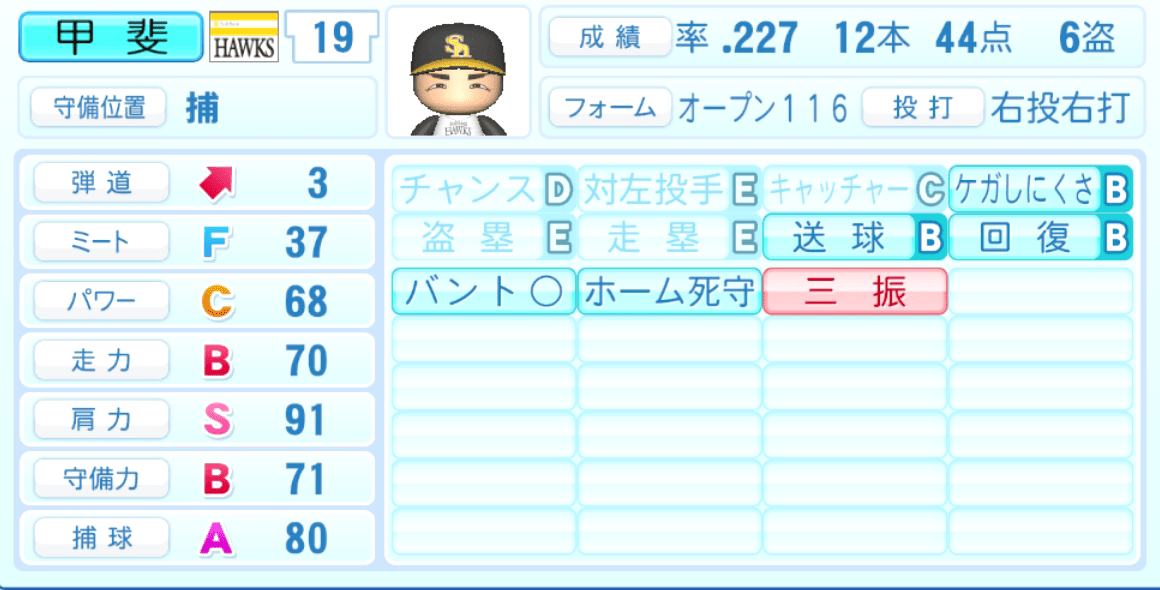 甲斐拓也のステータス画像