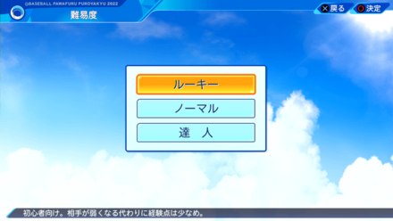 ルーキーの難易度選択画像