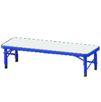 アウトドアベンチのブルーの画像