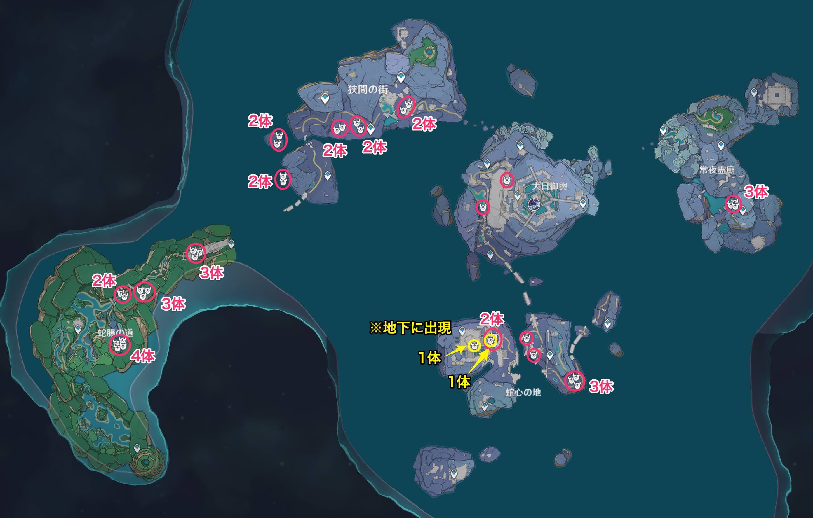 淵下宮の出現場所