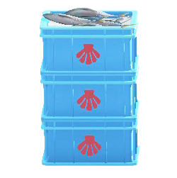 つまれたサカナのコンテナのホタテの画像