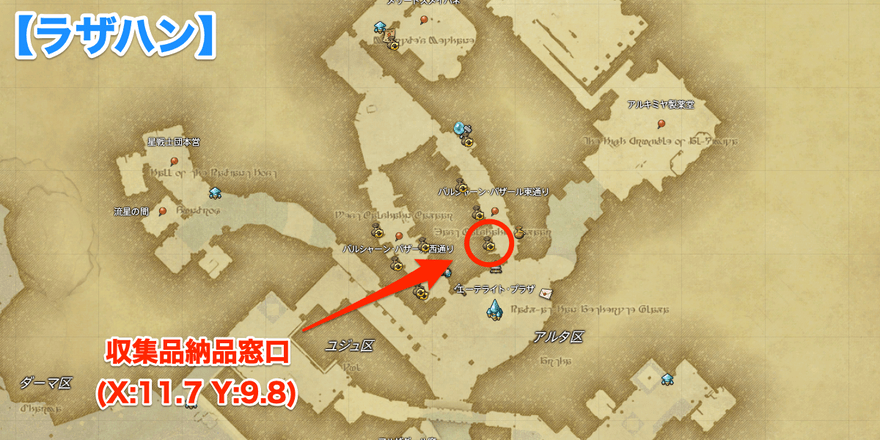 ラザハンの収集品納品場所