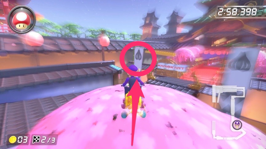 旗に突っ込む角度