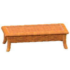 ラタンのローテーブルのレッドブラウンの画像