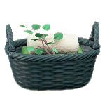 ラタンのタオルバスケットのグレーの画像