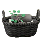 ラタンのタオルバスケットのブラックの画像