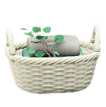 ラタンのタオルバスケットのホワイトの画像