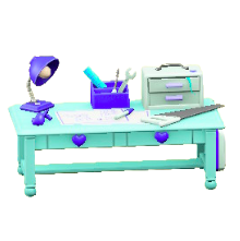 キュートなDIYテーブルのスカイブルーの画像