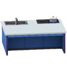 アイランドキッチンのブルーの画像