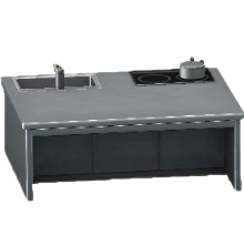 アイランドキッチンのシルバーの画像