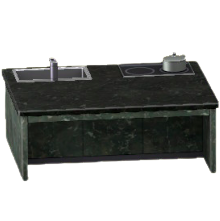 アイランドキッチンのブラックの画像