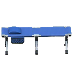 キャンプベッドのブルーの画像