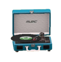 ポータブルレコードプレーヤーのブルーの画像