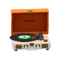 ポータブルレコードプレーヤーのオレンジの画像