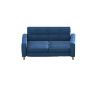 シンプルなソファのブルーの画像