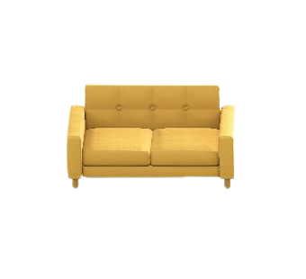 シンプルなソファのイエローの画像