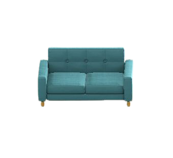 シンプルなソファのライトブルーの画像