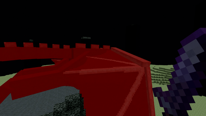 エンダードラゴンの休憩中に剣で切る