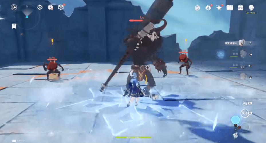 上に上がって敵を倒す