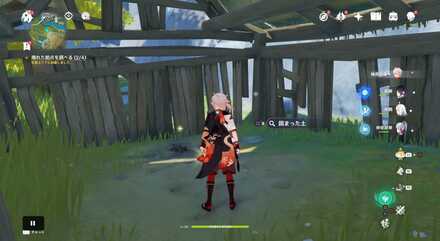 拠点内の土と篝火