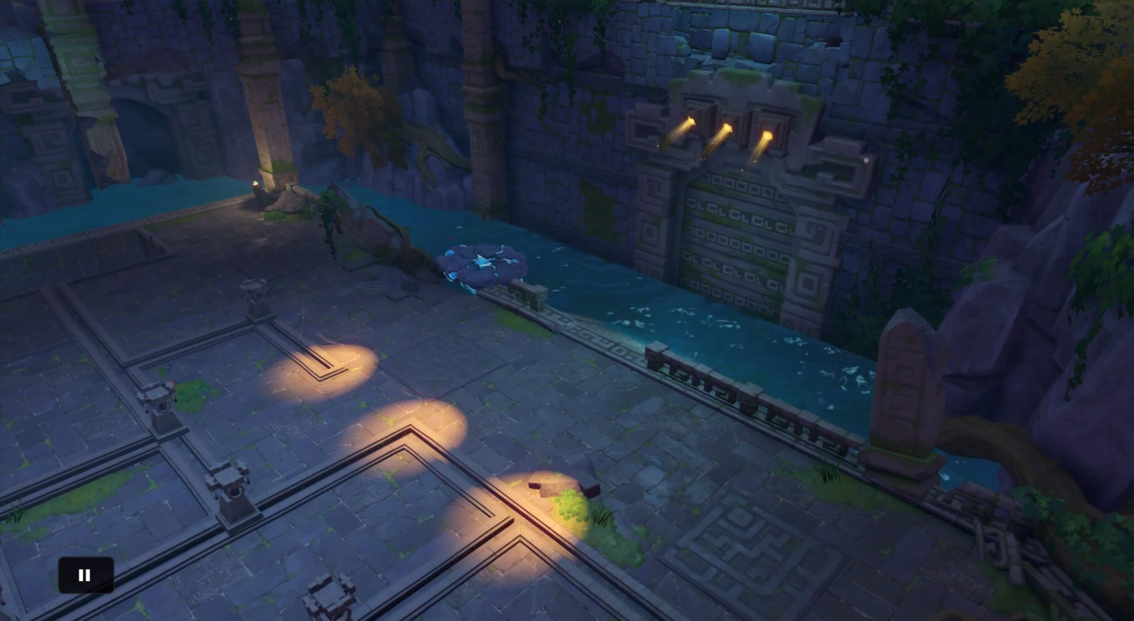 ギミックが起動し下の階の水位が下がる