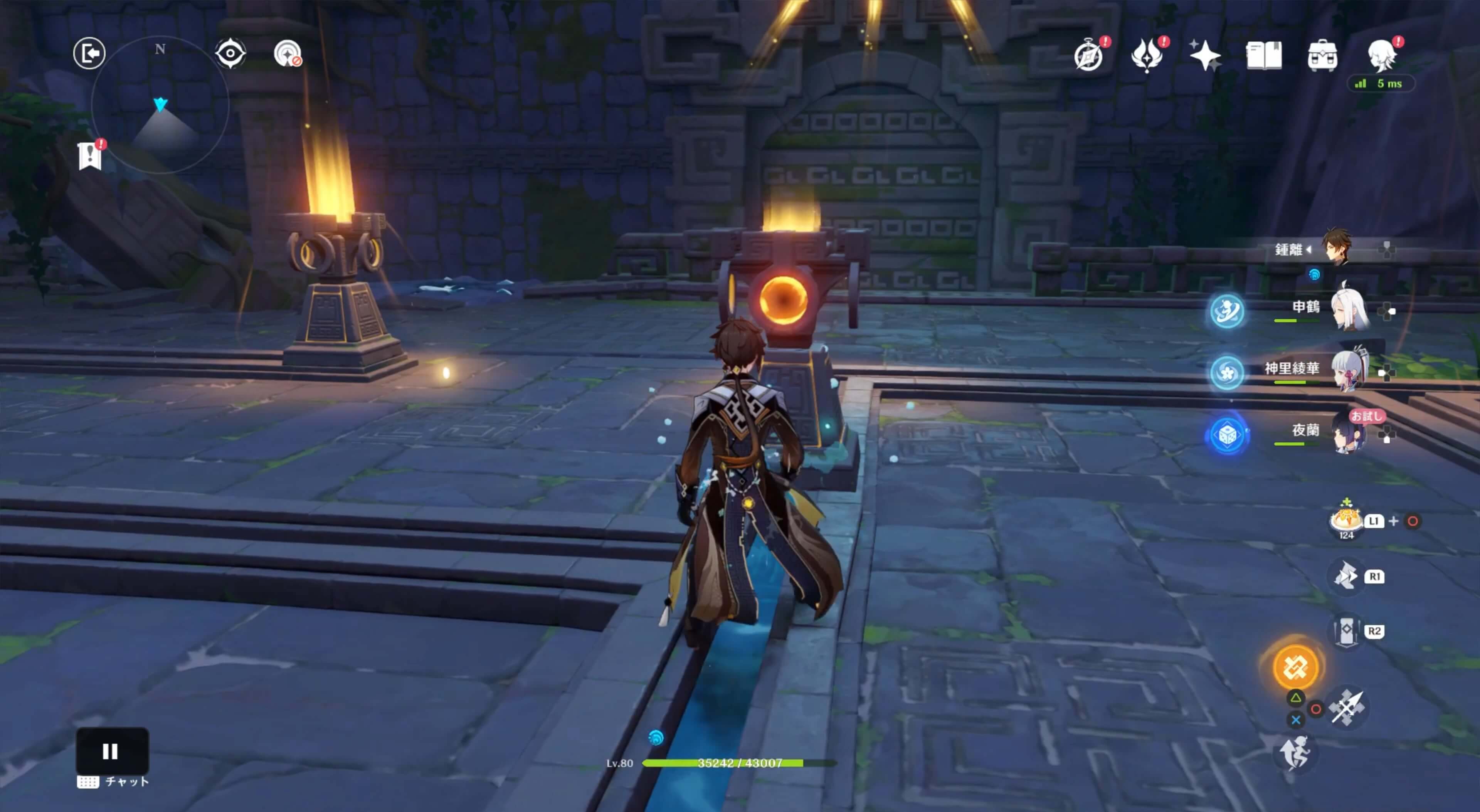 3つのオレンジに光る彫像ギミックを指定された場所に設置する