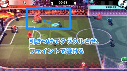 ドリブルで切り込んで相手のタックルを誘う