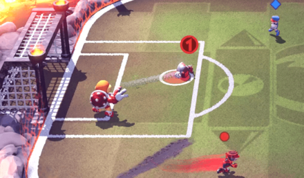 Bボタンでキーパーからパスをもらう