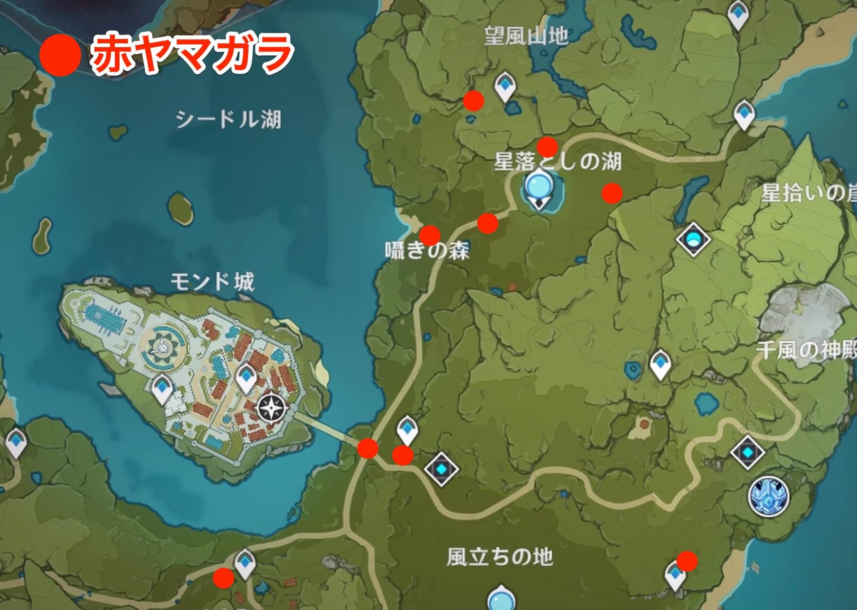 赤ヤマガラのマップ画像