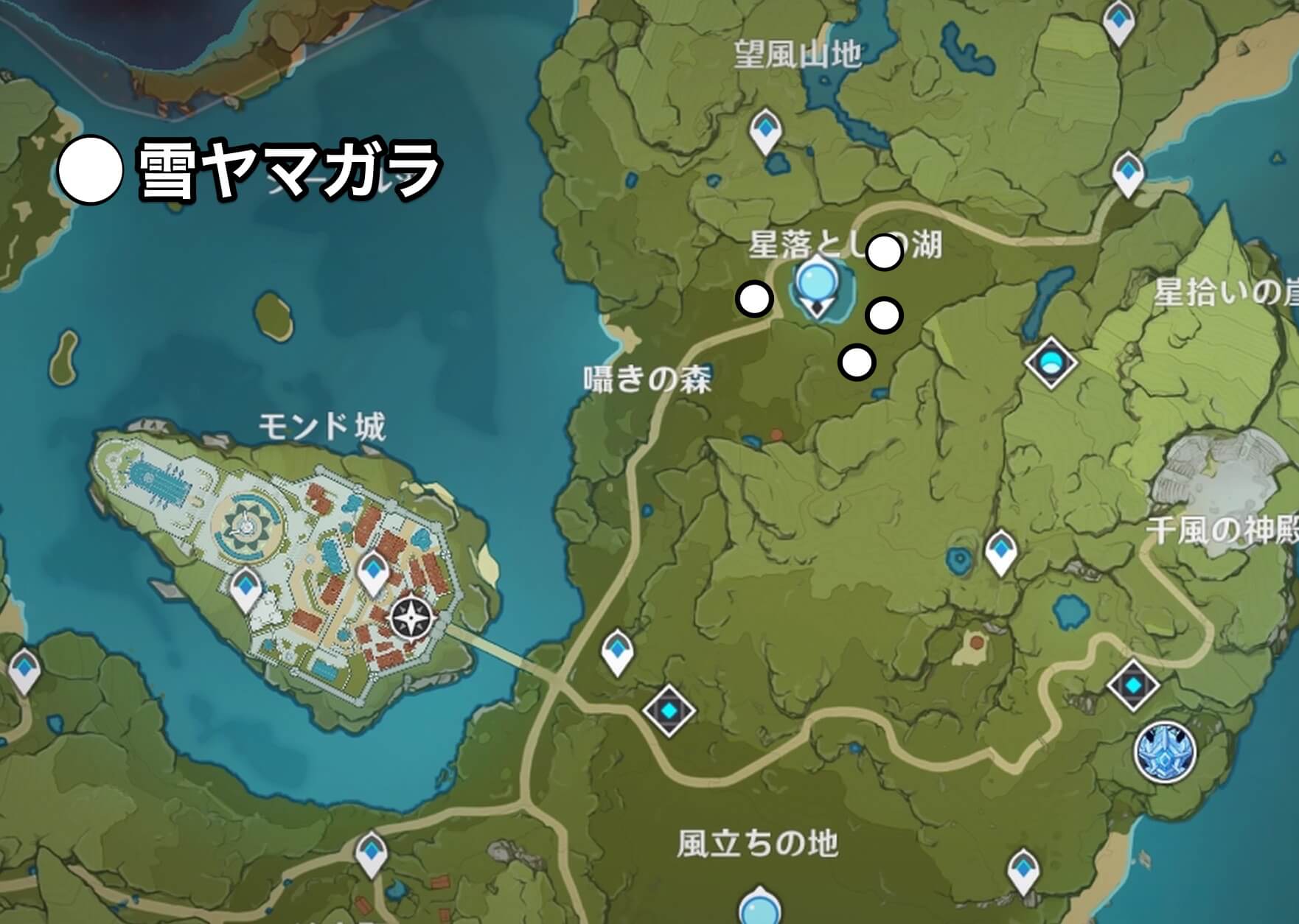 雪ヤマガラのマップ画像