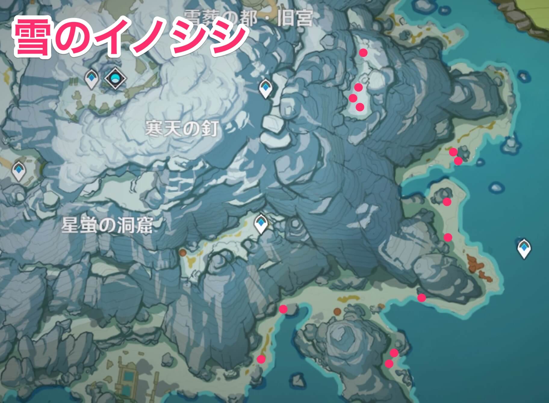 雪のイノシシのマップ画像