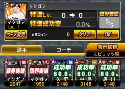 限界突破素材の条件、マクガフの場合