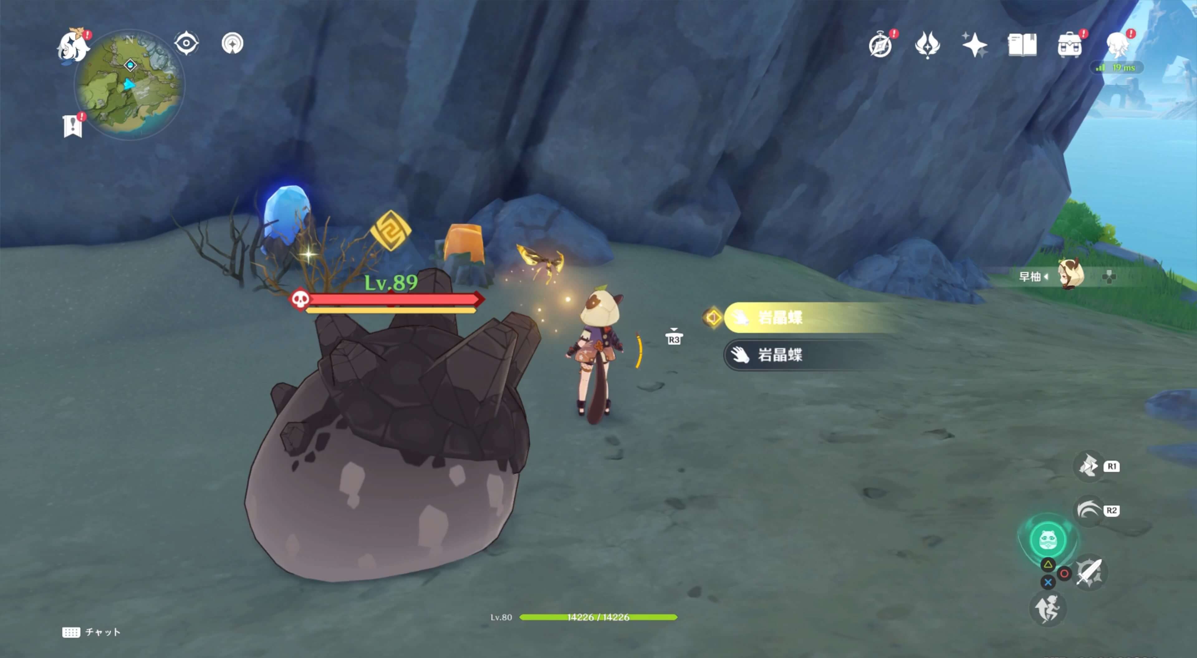 四方八方の網を使わずに捕まえると晶核が入手できる