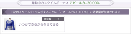 特定のスタイルを所持しているとアピール力上昇
