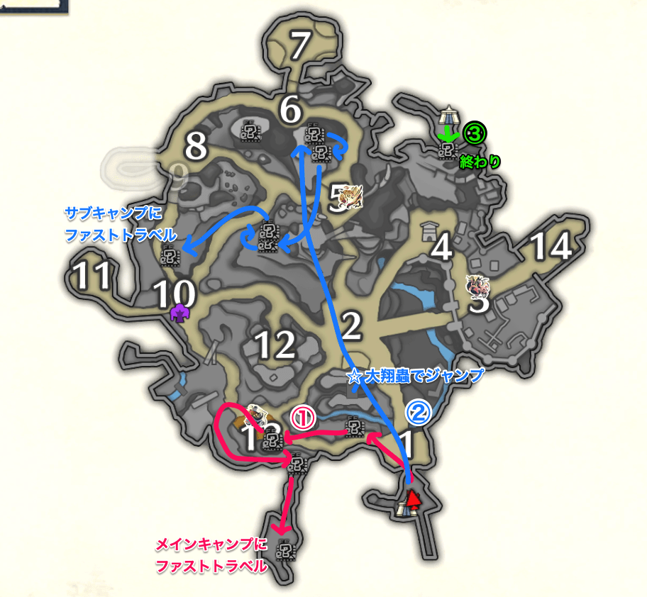 城塞高地の骨塚周回マップ