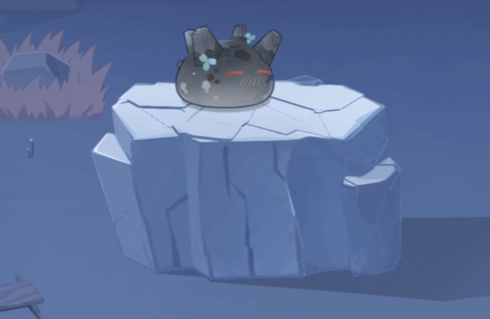 岩スライムはひび割れた石の上にいても石が砕けない