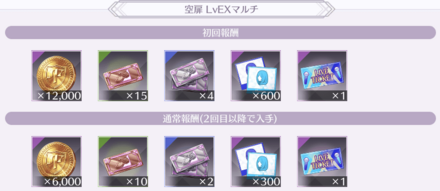 初回報酬を利用して効率良くアイテムを集めよう