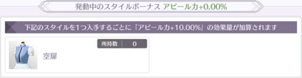 特定のスタイルを所持しているとアピール力上昇