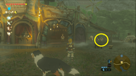 馬宿の右側にいる女性に話しかける