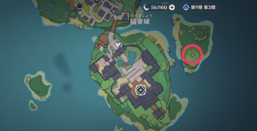 稲妻城右側の指定された地点へ向かう