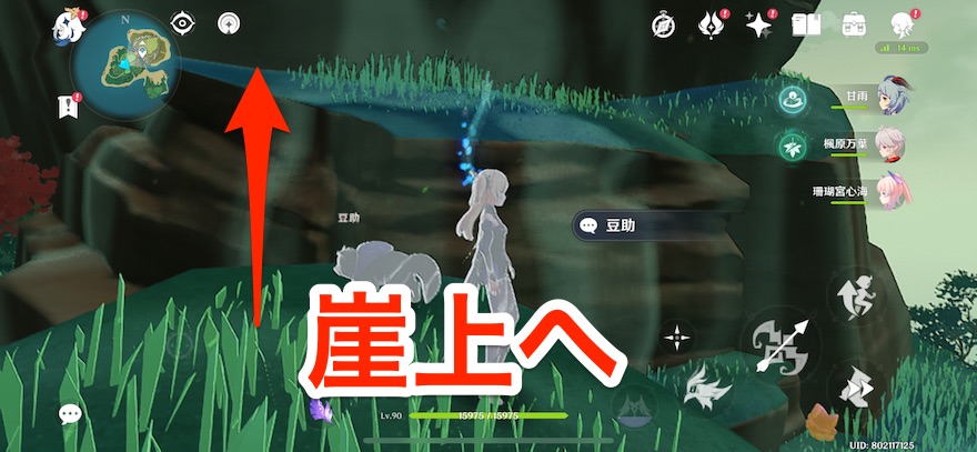 元素視覚を使って崖を上る