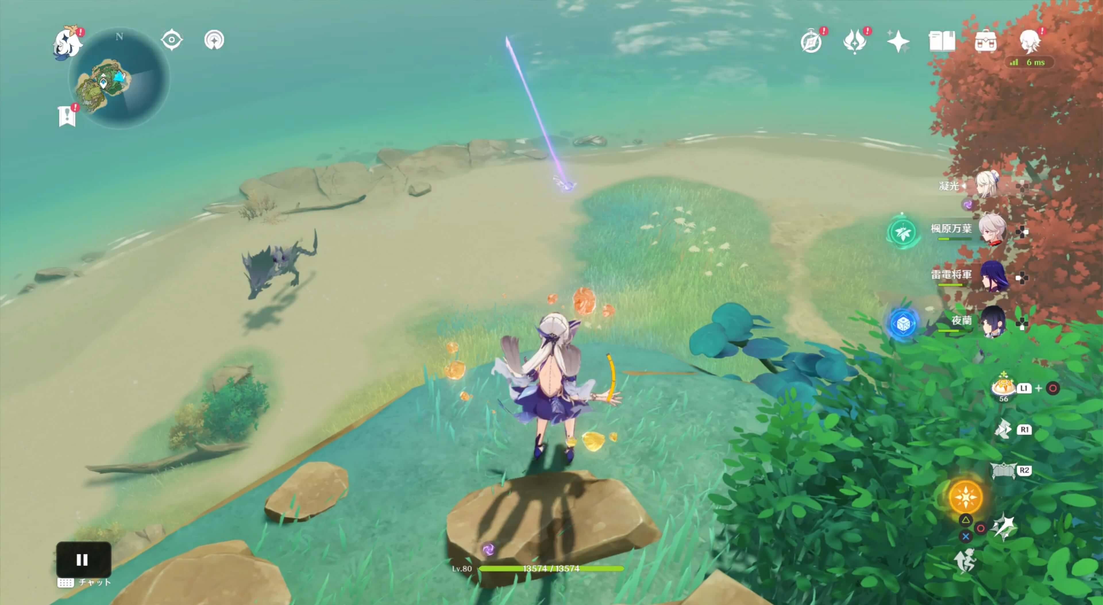 雷霊に近づくと移動するため追いかける