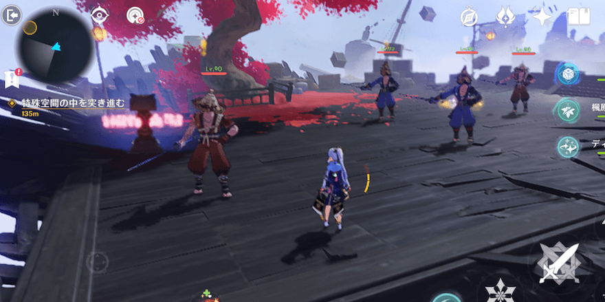 敵と戦闘後、矢台から発射、雷霊を追いかける