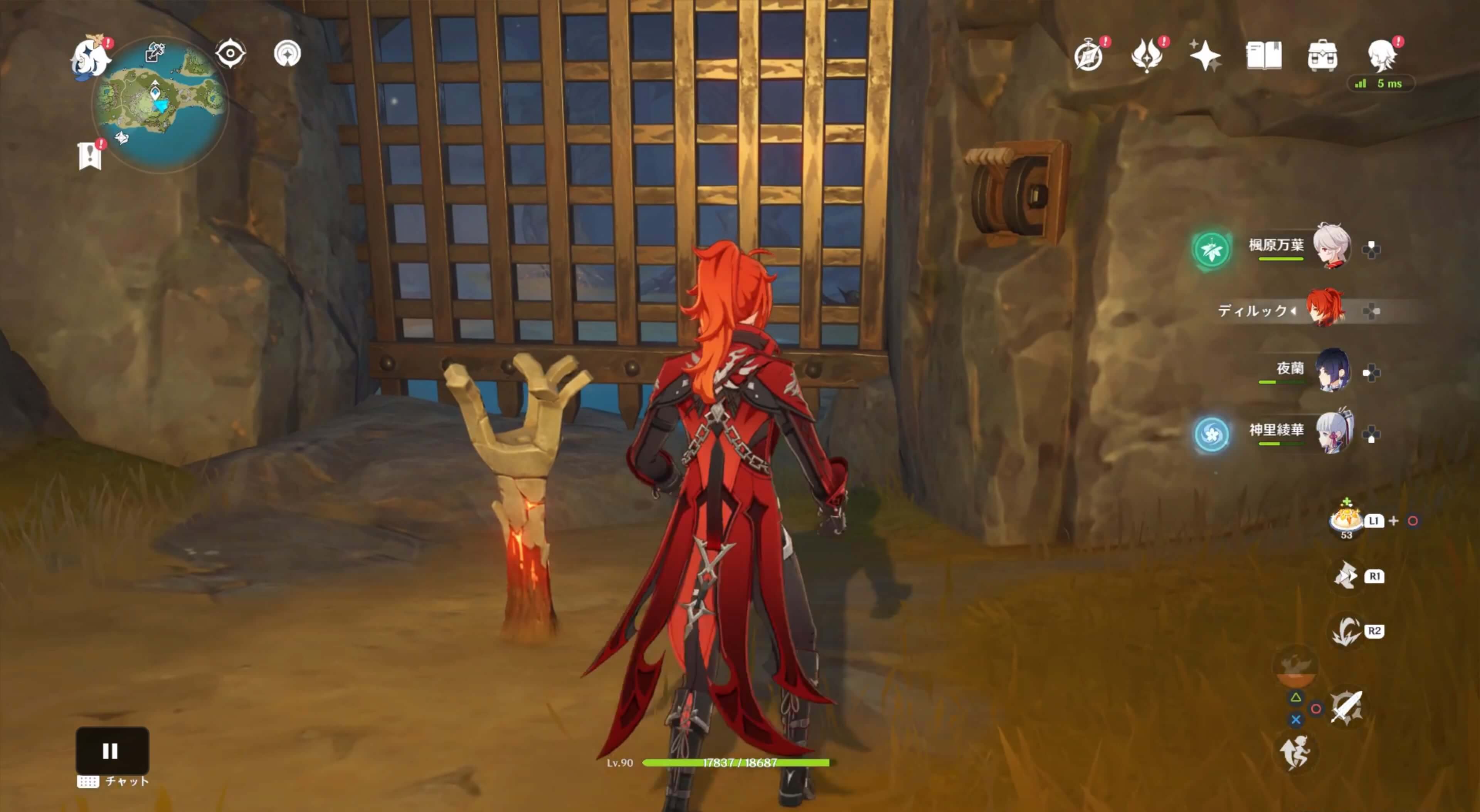 その先にある最後の松明に炎元素を灯す