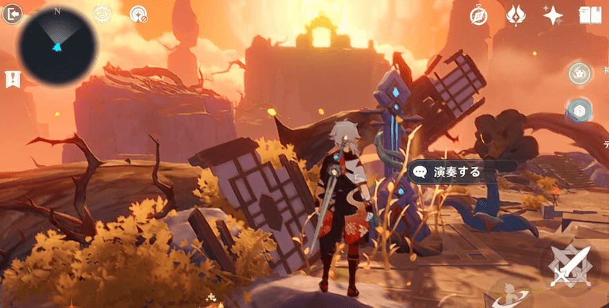 秘境入って直ぐ、奏音の琴を起動し、風域を発生させる