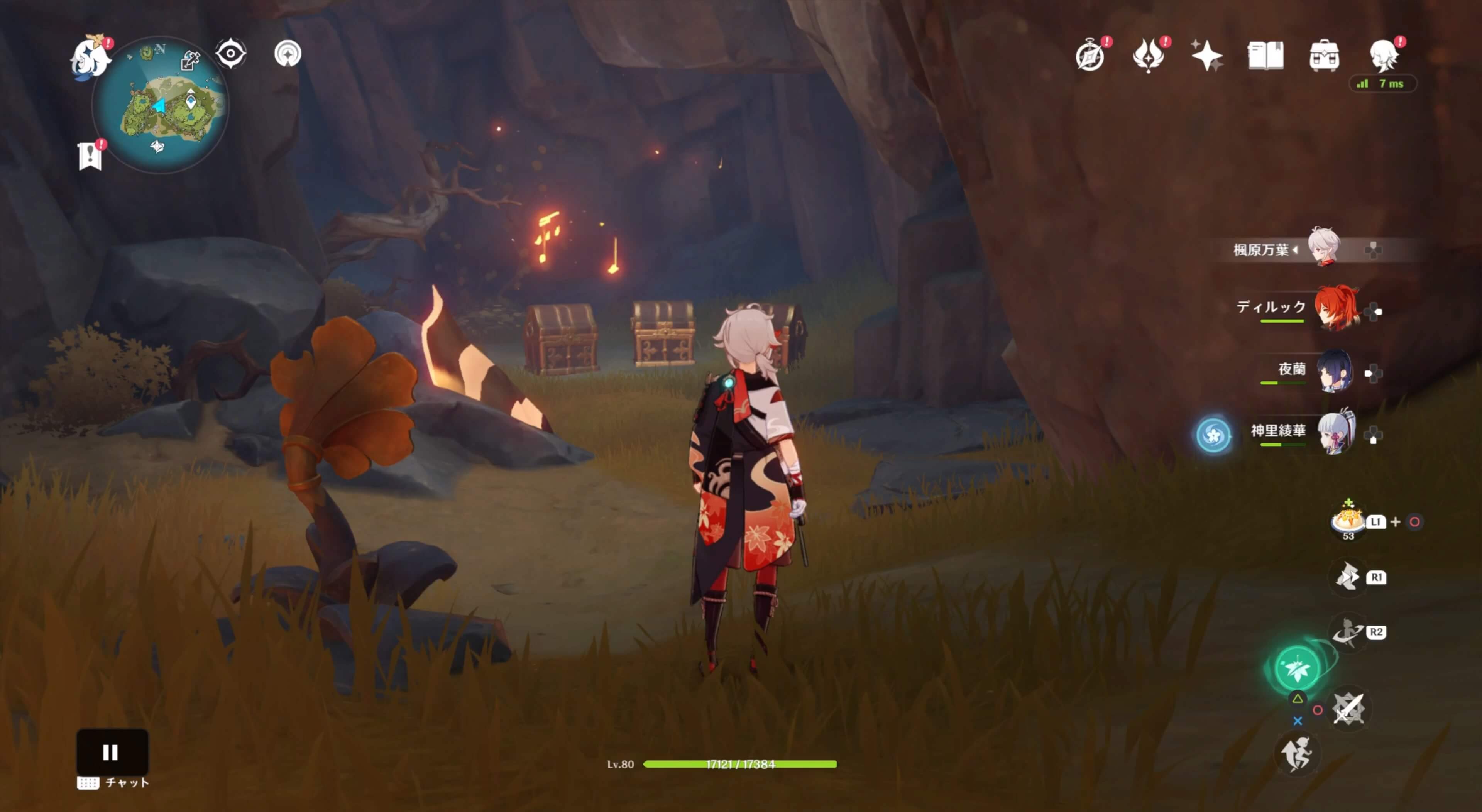 奏音の琴を使い貴重な宝箱の前にあるギミックを壊す